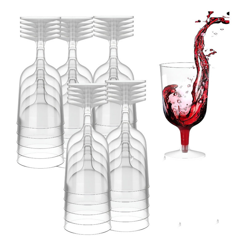 50 Copas De Vino Copa Acrilico Copa Plastico Copas 6oz/177ml Transparente