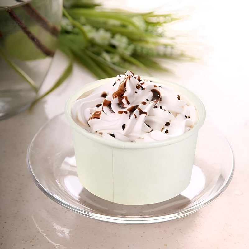 100 Vasos Polipapel Helado Vasos Pote Helado Desechables 4oz Blanco / Pote Helados 4oz