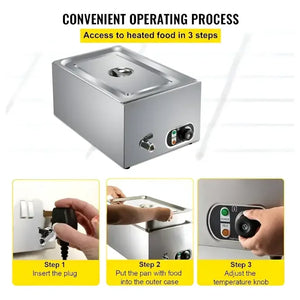 Chafer Bufetera Baño Maria Electrico Chafing Buffet Vapor 6l Gris