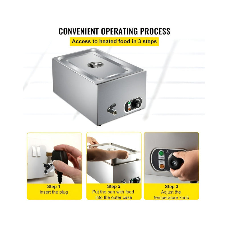 Chafer Bufetera Baño Maria Electrico Chafing Buffet Vapor 6l Chafer 1 Deposito