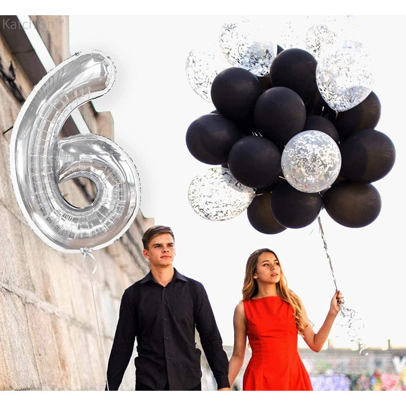 Globo Forma De Numero Globo Metalico Plateado Numero 40cm