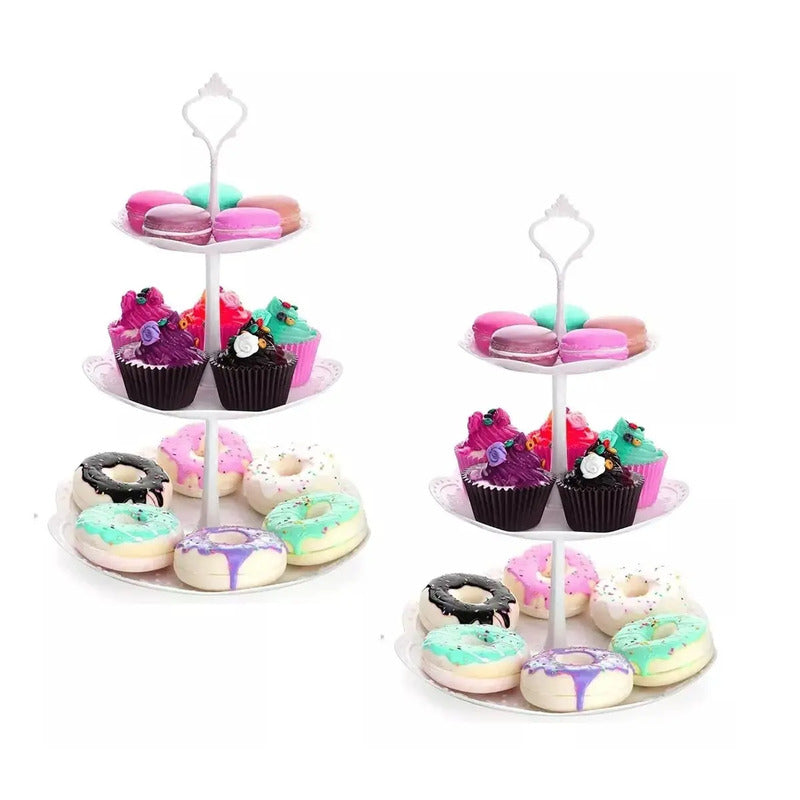 Pack 2 Porta Torta Porta Cupcakes Porta Cupcake Porta Queques Base Mini Tortas Torre Porta Cupcake Base Para Cupcakes Redondo Base Portacupcake 3 Niveles Redondo Base Para Muffin Pasteleriuscl Blanco