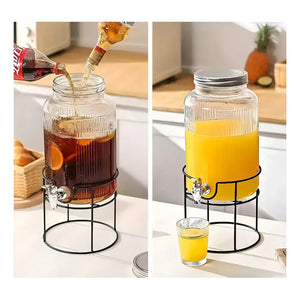 Dispensador De Vidrio Para Jugos Y Bebidas Con Atril 3.8 L