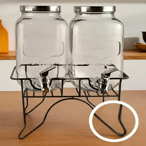 Dispensador De Bebidas Dispensadores De Jugo Con Atril 111287 3.5l Jarros De Vidrio Doble Dispensador De Bebidas Con Atril Doble Jarro Jarra Doble Jugo Doble Sobremesa Portatil Pasteleriuscl