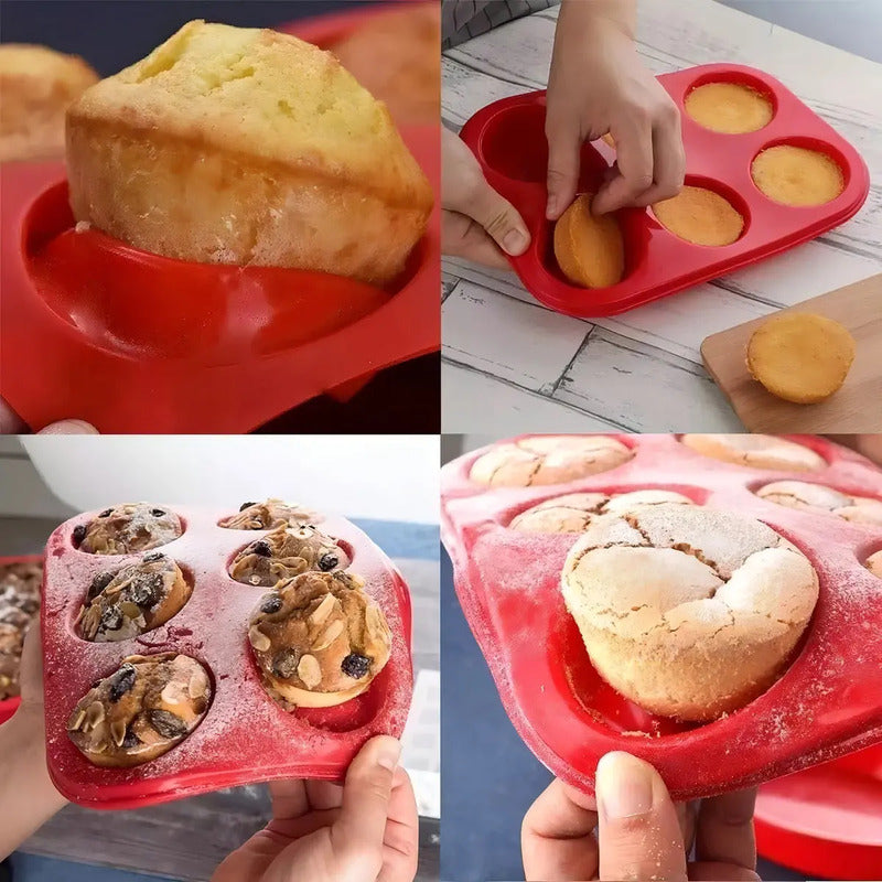 Pack X2 Moldes Silicona Multicolor 6 Cupcakes Pasteleria Pasteleriuscl