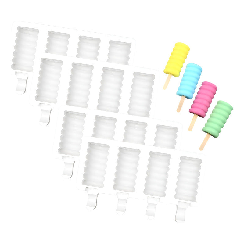 X4 Molde Helado Silicona Molde Helados Molde Paletas Mini395 Blanco