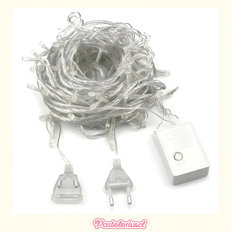 Set X4 Guirnalda De 100 Luces Led Cascadas Luces Exterior Amarillo