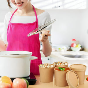 Set X50 Potes Contenedor De Alimentos Pote Kraft C/tapa 26oz