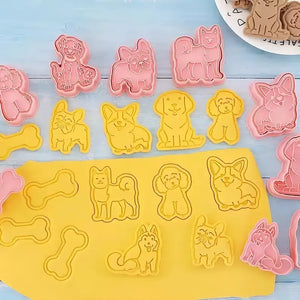 Molde Galletas Mascotas Moldes Para Galletas Perros Cortador Sellos En Relieve De Animales 3d Moldes De Galletas... Rosa Claro