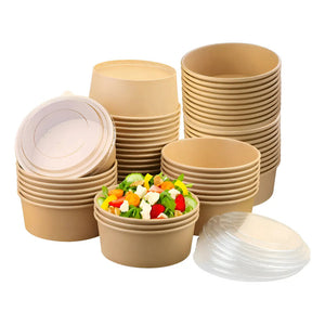 Pack X200 Bowls Plastico Bowl Con Tapa Polipapel Kraft 500cc Envase Bowl Kraft Bowl Desechable Carton Bowl Plástico Envase Desechable Bowl Ensalada Papel Kraft Bowl Kraft Con Tapa Pasteleriuscl