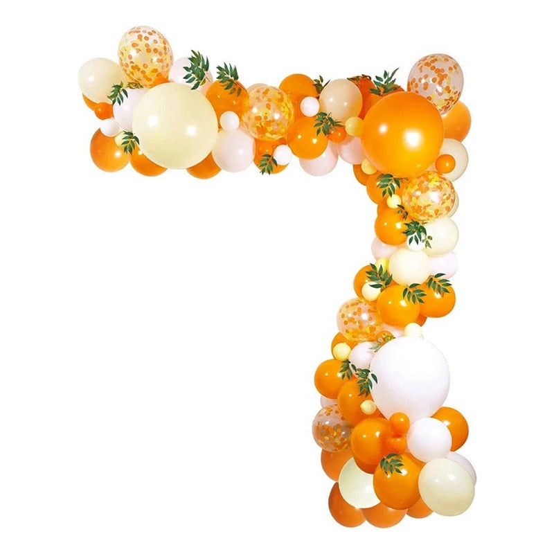 25 Set De Cumpleaños Globos Cumpleaños Globos Naranja 0959 Redondo