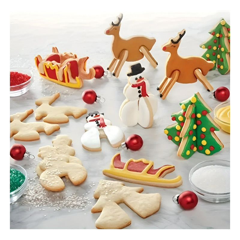Moldes De Galletas Cortadores De Galletas Navidad Figuras 3d Plateado
