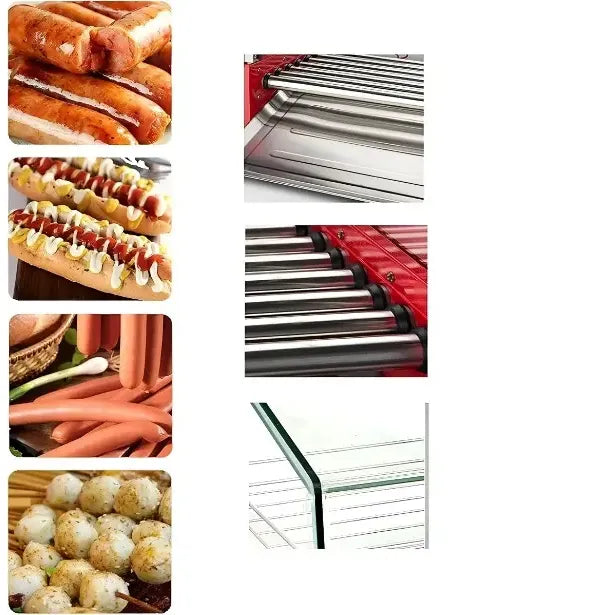 Rostizador Vienesas Parrilla Hot Dog Calentador Pan 7 Roller Máquina Comercial De Comida Rápida Rostizador Eléctrico Vienesas Parrilla 7 Rodillos Máquina Rostizador Vienesas Calentador Pasteleriuscl