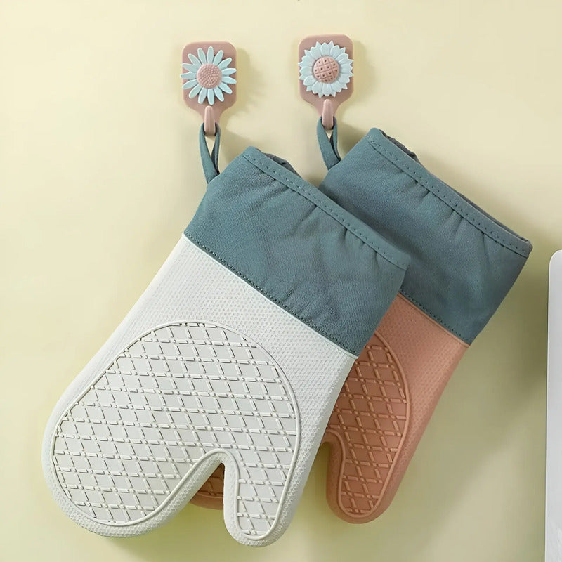 Pack X2 Guantes Silicona Para Horno Toma Olla Guante Cocina  Rosa Guantes Silicona 27cm
