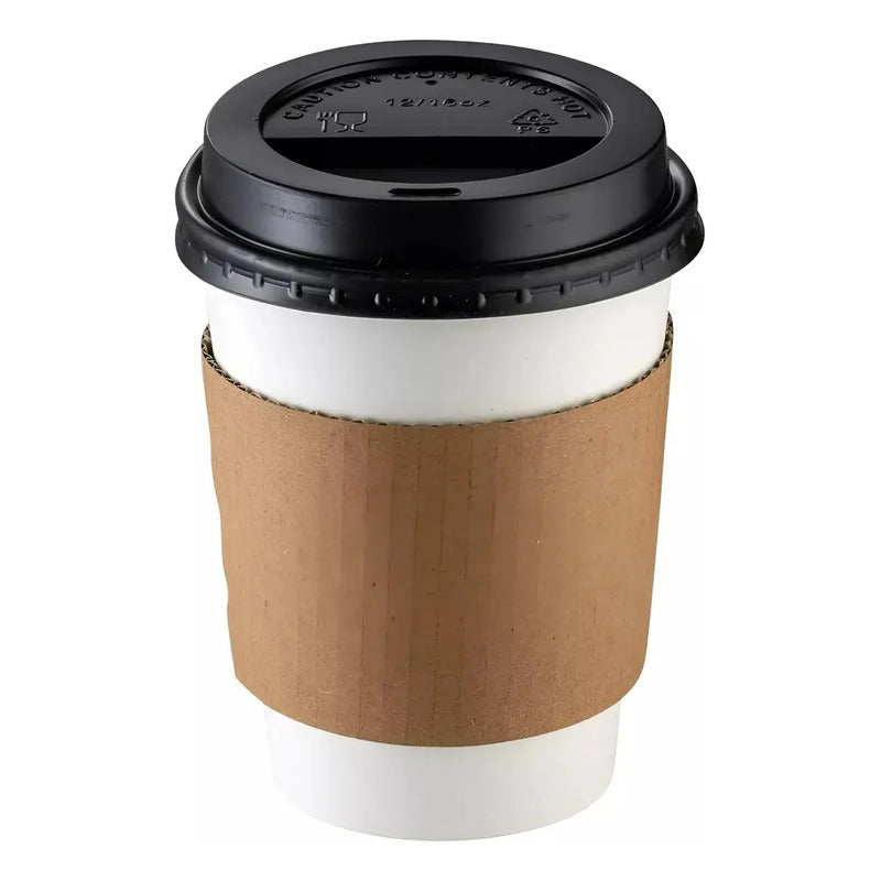 Vaso Cafe Polipapel Vaso Kraft Vaso C/tapa+manga 12oz 50und Vasos Para Cafe Vaso Desechable Termico Polipapel Balnco Pasteleriuscl Blanco