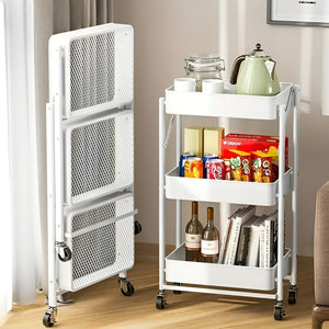 Carro De Almacenamiento Con Ruedas Carrito Multiusos 3niv Blanco