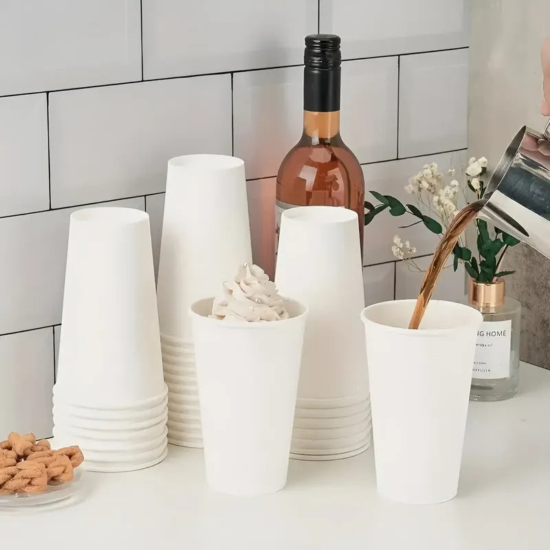50 Vasos Polipapel Vasos Plasticos Desechables C/tapa 20 Oz Blanco