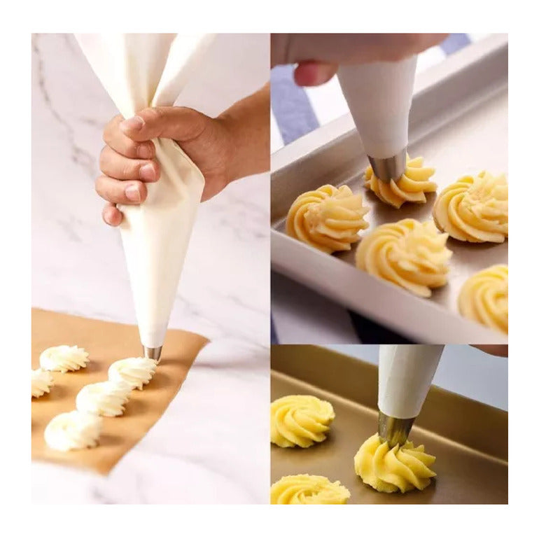 Pack X3 Mangas Pasteleras Profesional Mangas De Telas 40cm Blanco