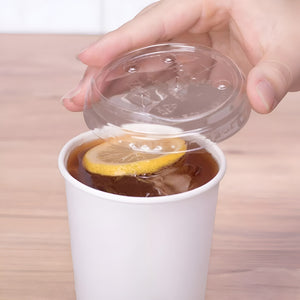 50 Vasos Plasticos Desechables Vasos Polipapel C/tapa 12 Oz