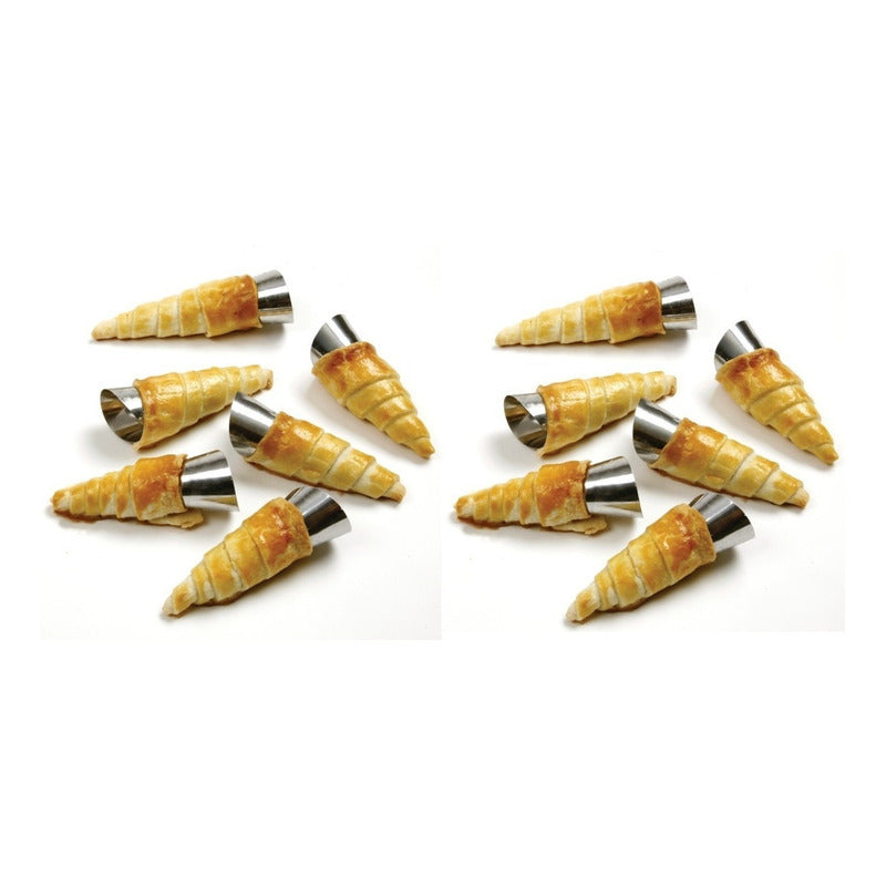 Pack X12 Cono Molde Para Cannoli Cachito Croissant Pan Danes Gris