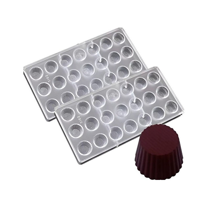 Pack X2 Moldes Chocolate Moldes De Policarbonato Circular Gris