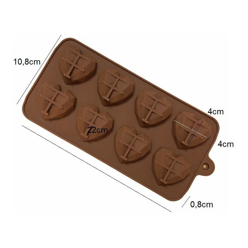 X2 Molde Mini Corazon Diamante Mini Corazón Geometrico 8 - Marrón