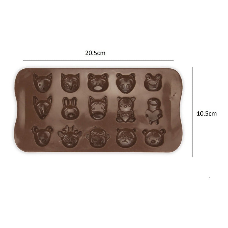 2 Moldes De Chocolate Molde De Silicona Animalitos Marrron Marrón