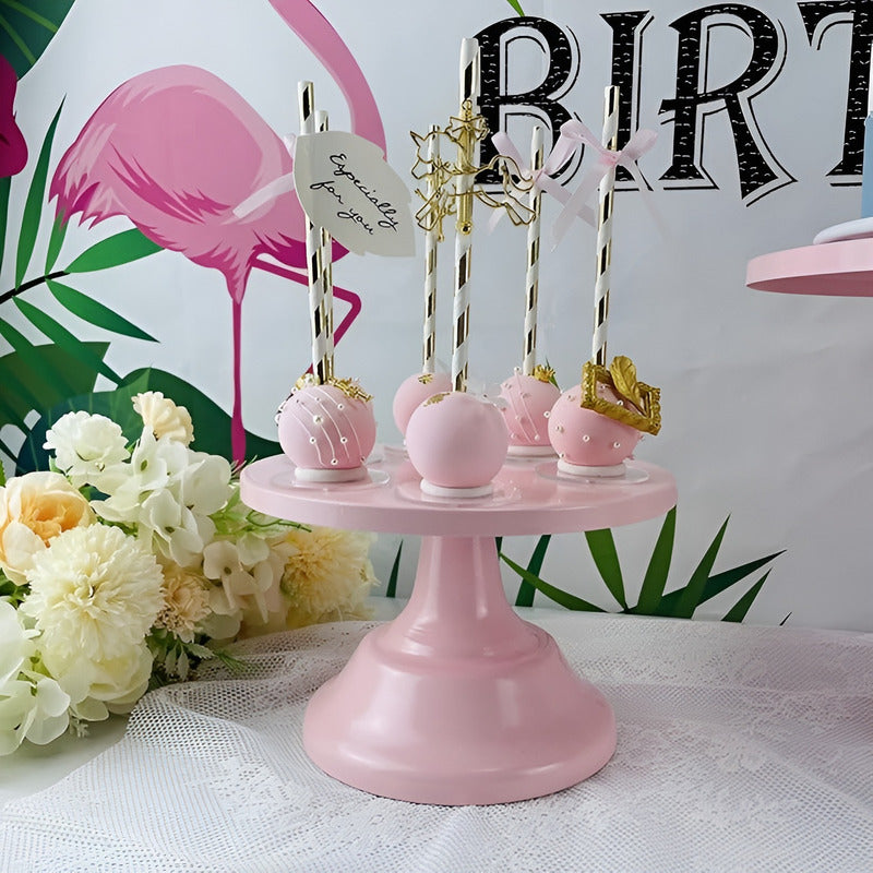 Set 3 Porta Tortas Base Para Tortas Porta Cupcake Exhibicion Rosa