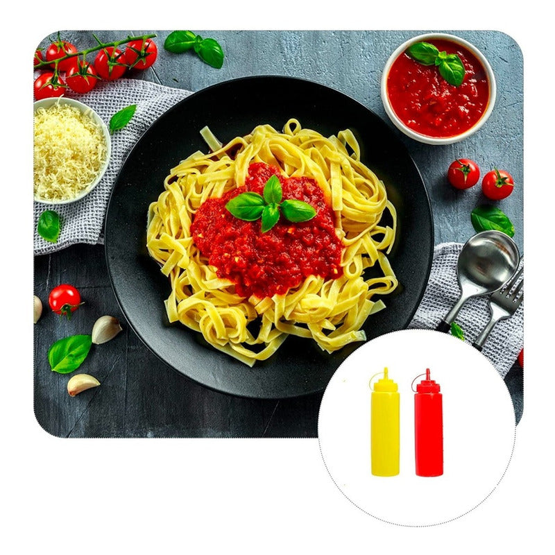 Set De 2 Dispensadores Para Salsa Pote De Salsas Dispensador Amarillo/rojo 8022