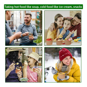 25 Pote Helado Contenedor De Alimentos Pote Kraft C/tapa 8oz