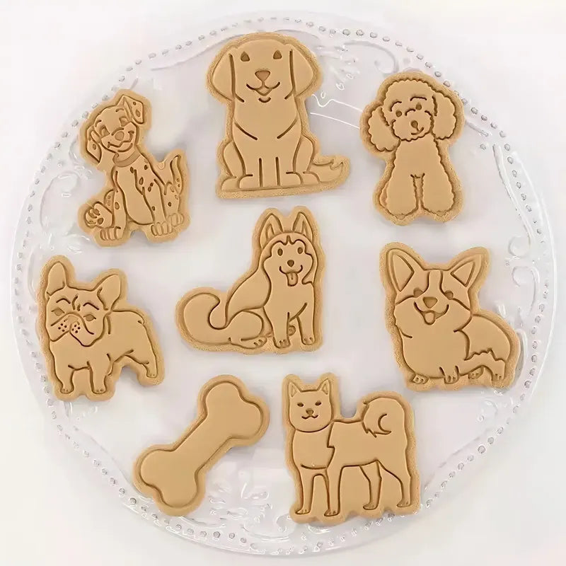 Molde Galletas Mascotas Moldes Para Galletas Perros Cortador Sellos En Relieve De Animales 3d Moldes De Galletas... Rosa Claro