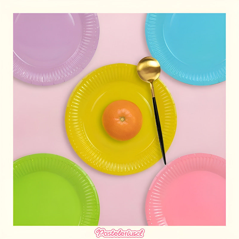10 Platos Cumpleaños Platos De Papel Platos Desechables 18cm Amarillo