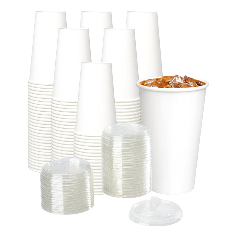 50 Vasos Polipapel Vasos Plasticos Desechables C/tapa 20 Oz Blanco
