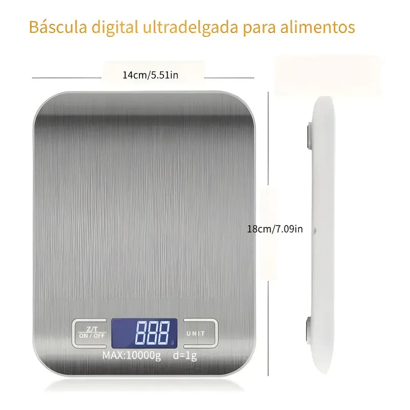Balanza Digital Multiuso Pesa Digital Bascula Digital 299 Pesa Digital De Cocina Balanza Comida Gramera Digital Pesa... 5 Kg Plateado
