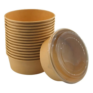 Pack X200 Bowls Plastico Bowl Con Tapa Polipapel Kraft 500cc Envase Bowl Kraft Bowl Desechable Carton Bowl Plástico Envase Desechable Bowl Ensalada Papel Kraft Bowl Kraft Con Tapa Pasteleriuscl