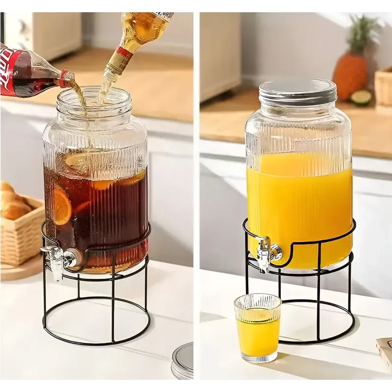 Jarros De Vidrio Dispensador De Bebidas Con Atril Jarro 3.8l Transparente / Dispensador 3.8l