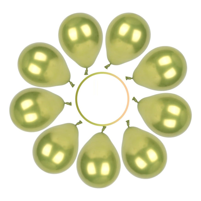 25 Set De Cumpleaños Globos Cromados Globos Cumpleaños 25cm Verde Redondo