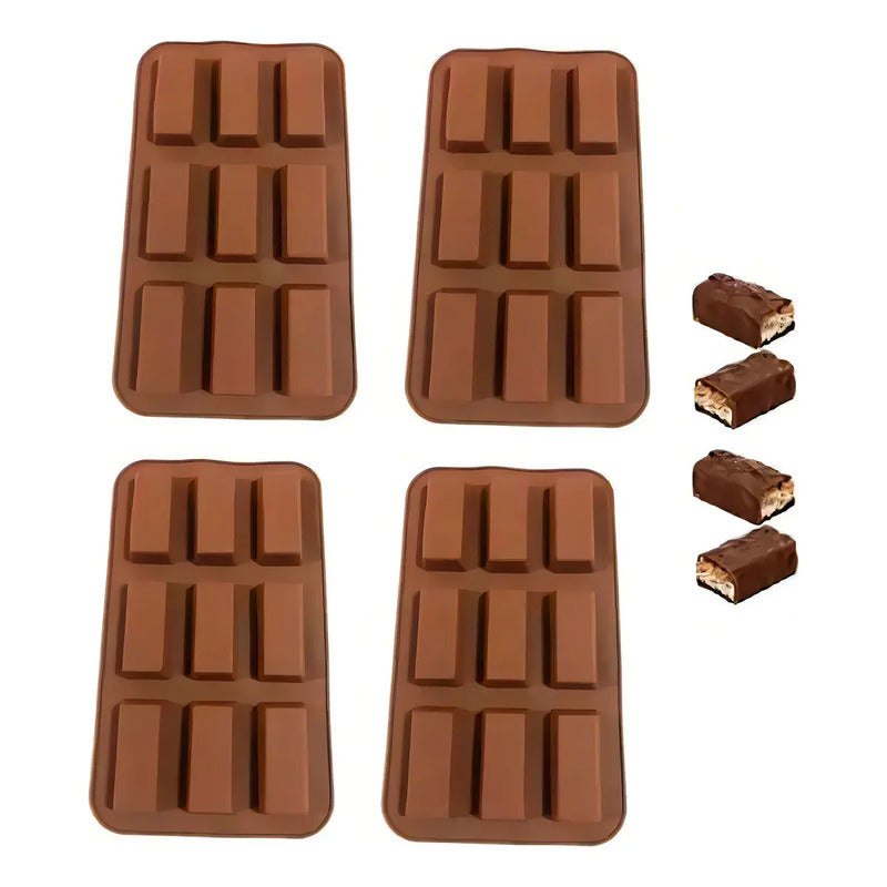 4 Moldes Silicona Chocolate Molde De Silicona Barra Cereal Molde De Chocolates En Barra Moldes De Barra Energetica Pasteleriuscl Marrón