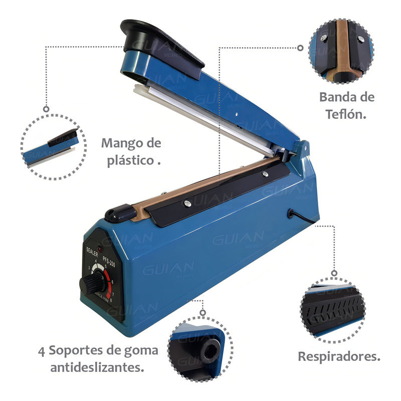 Maquina Selladora Termica Para Bolsas De 20 Cm Guian Azul