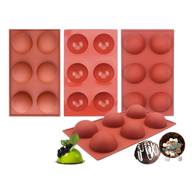 Set X4 Molde Silicona Reposteria Molde De Silicona Esfera Multicolor / Molde Semi Esfera 6cav
