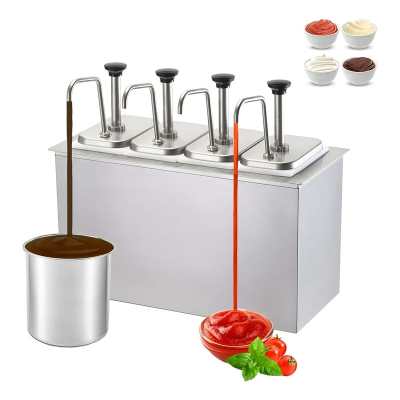 Dispensador De Salsa Dispensador Bomba Dosificador Salsa 8l Plateado / Dispensador De 4 Bomba