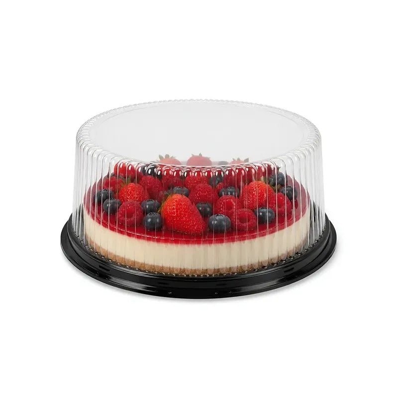 50 Porta Tortas Bandejas Para Torta Porta Cupcake 29x13cm Cúpula Transparente De Plástico Cajas Envases Almacenamiento Y... Negro