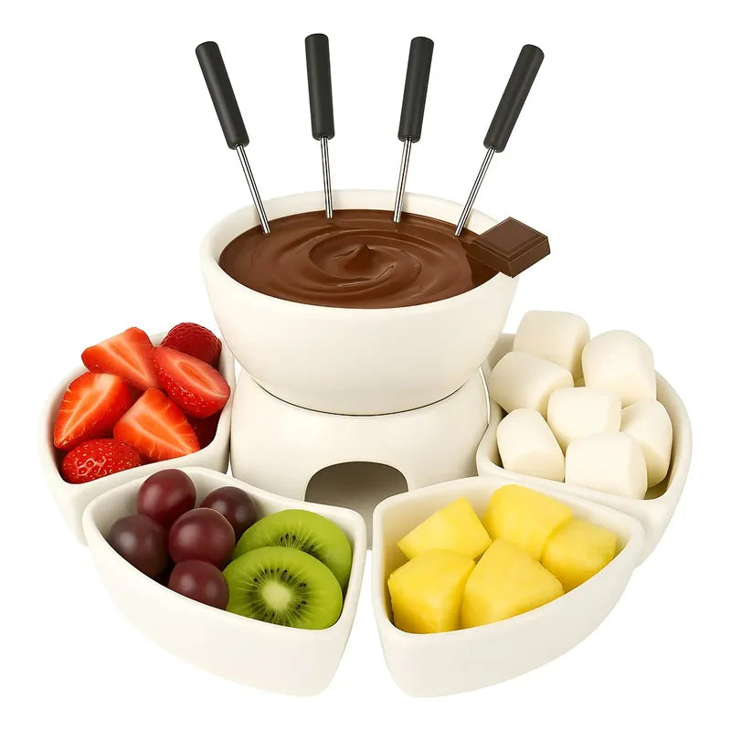 Fondue Queso Juego De Fondue Ceramica Fondue Chocolate 10pcs Blanco