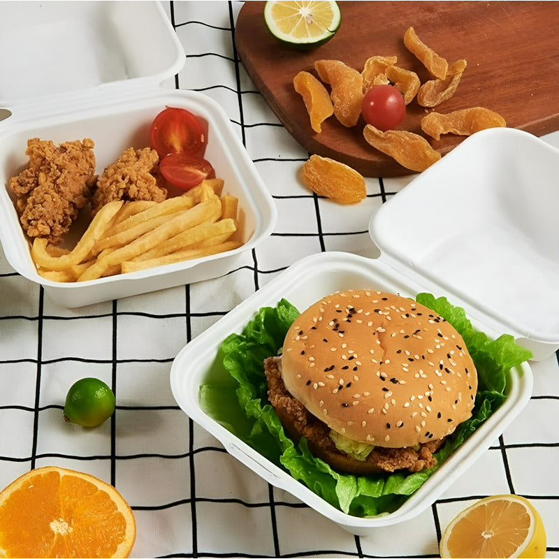 Set X50 Envases De Plumavit Para Comida Envase Hamburguesas Blanco