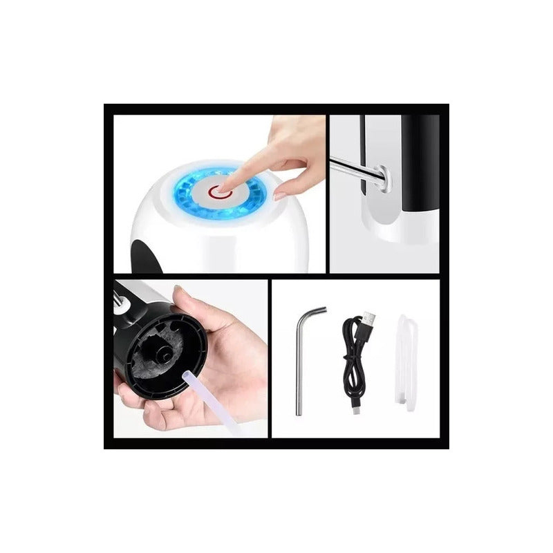Bomba Dispensador Usb Agua Electrónico Recargable De Bidon Blanco/negro