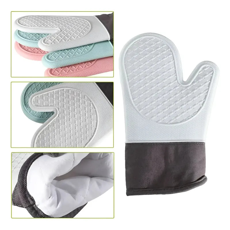Pack X2 Guantes Silicona Para Horno Toma Olla Guante Cocina  Multicolor Guantes Silicona 27cm