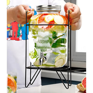 Jarro De Vidrio Dispensador De Bebidas Con Atril Jarro 8l Multicolor