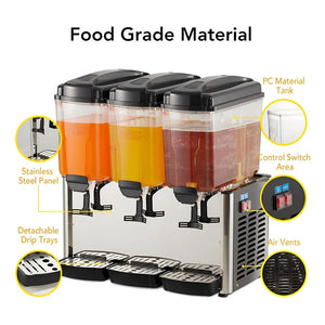 Dispensadores De Bebidas Frias Dispensador Electrico 3x18l Dispensador De Jugos Comercial Dispensadores Con Mezclador... Negro