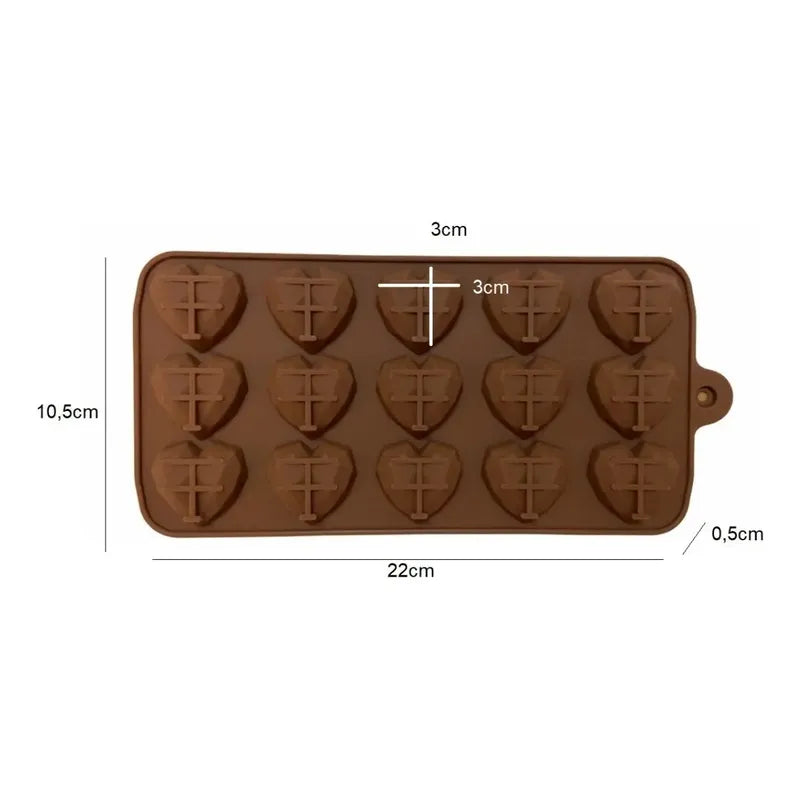 Molde Mini Corazon Diamante Molde Corazón Geometrico 15 Moldes De Silicona Para Chocolate Artesanal Insumos Reposteria Decoraciones Molde De Silicona Profesional Para Repostería Pasteleriuscl Marrón