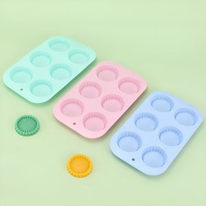Set X2 Moldes Reposteria Molde Queque Molde Silicona Flor 6c Multicolor